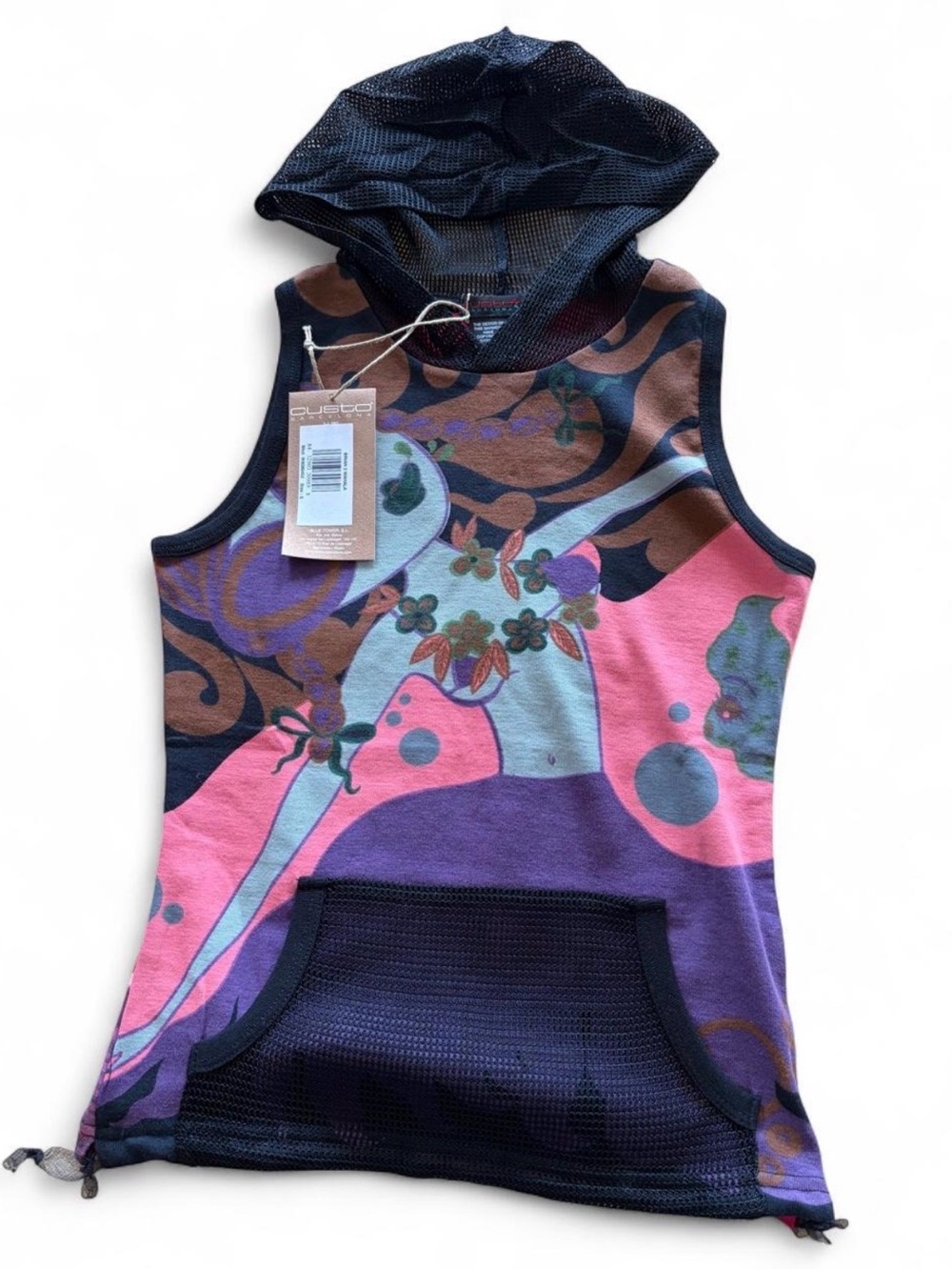 NWT Deadstock Custo Barcelona Sleeveless Hooded Tank Top in Pink & Purple Size M